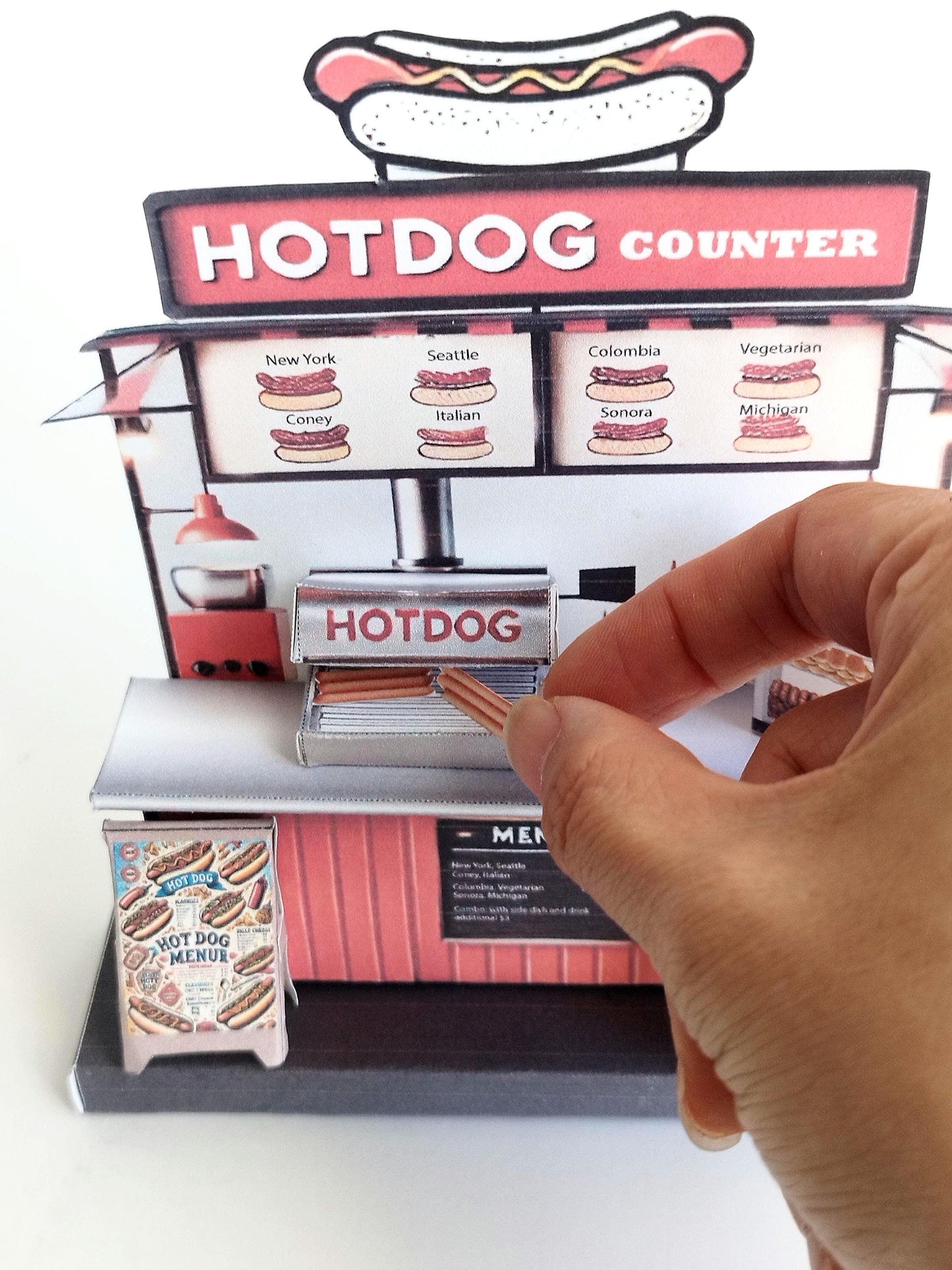 - Hot dog Counter- DIY miniature kit, instant download template, gift, miniature models, Hotdog machine, children project