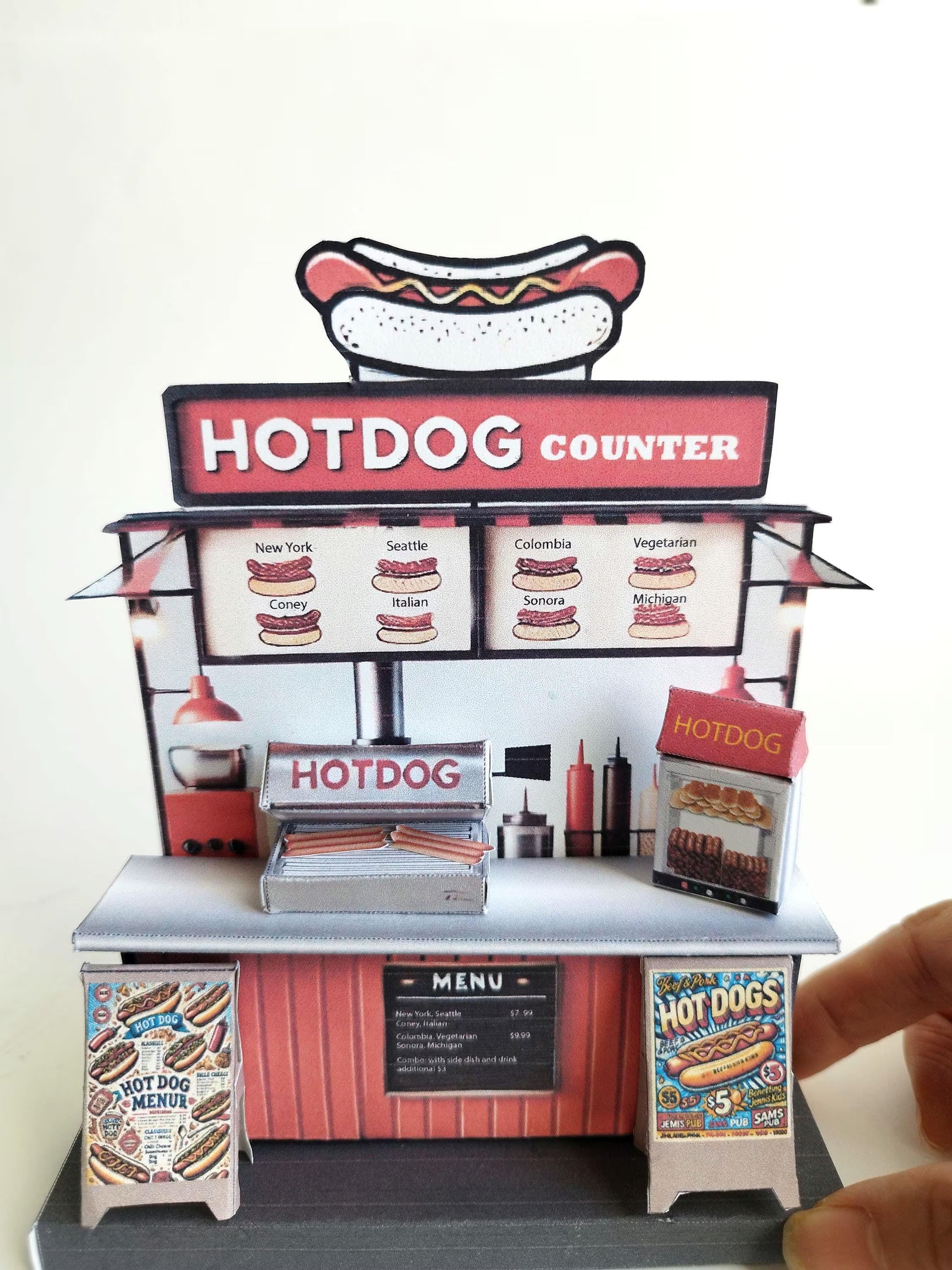 Hot dog Counter- DIY miniature kit, instant download template, gift, miniature models, Hotdog machine, children project