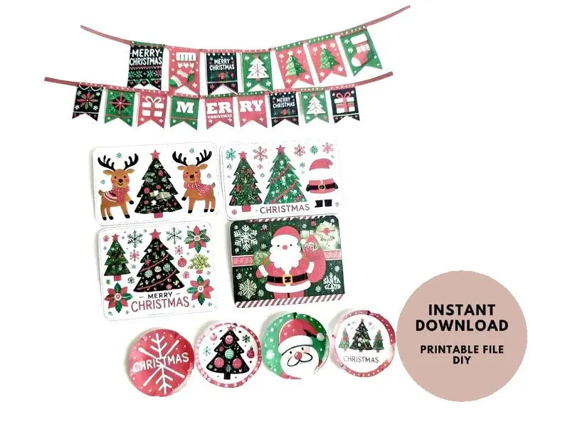 1:6 , 10 items Christmas banners, plates, plate mats Christmas party or dinner