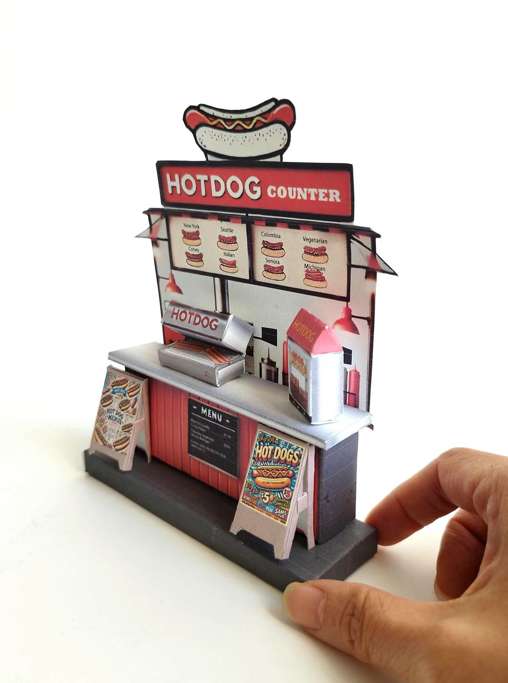 Hot dog Counter- DIY miniature kit, instant download template, gift, miniature models, Hotdog machine, children project
