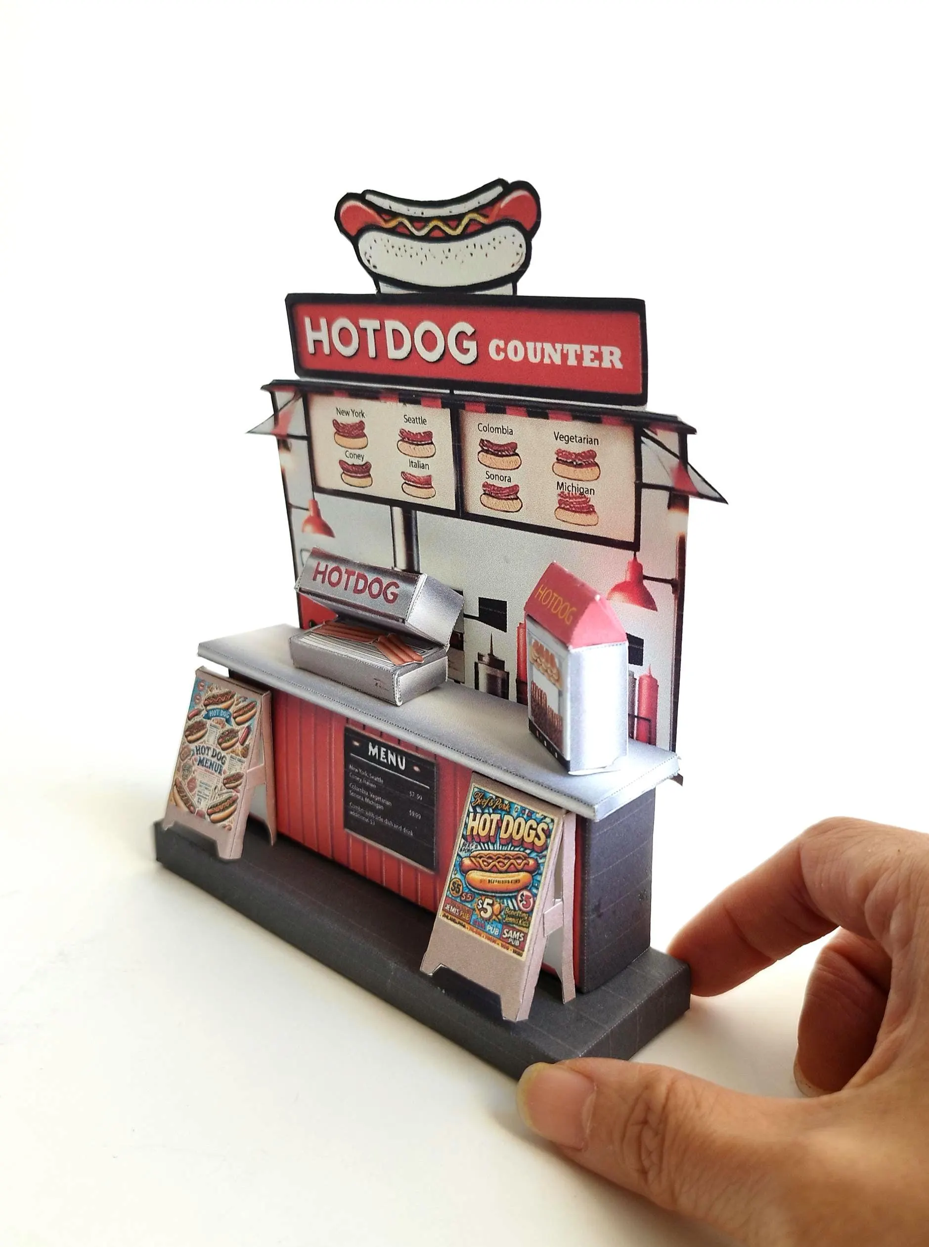 Hot dog Counter- DIY miniature kit, instant download template, gift, miniature models, Hotdog machine, children project