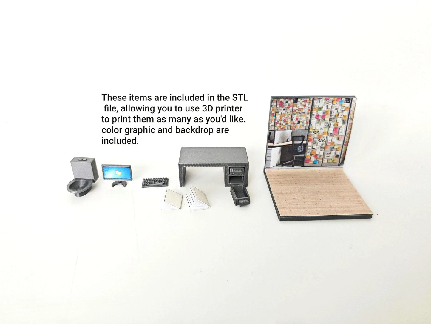 MINI FIGUAR - Office desk Block Man, a miniature office desk, special, surprise & thoughtful gift, STL Printable 3D