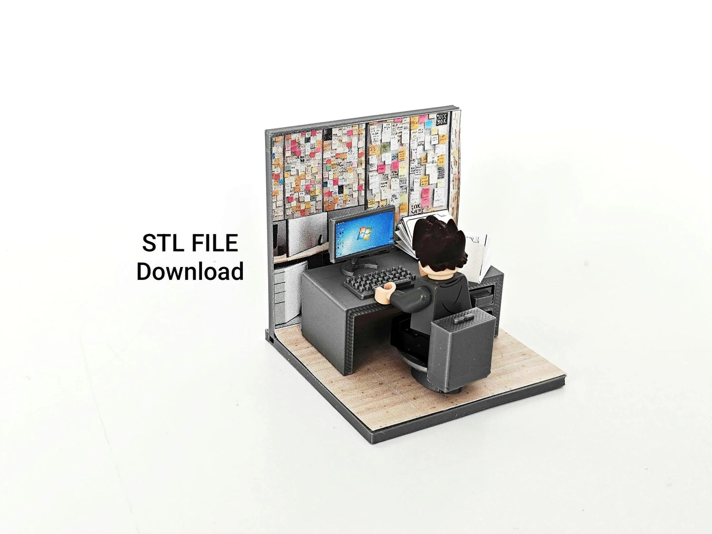 MINI FIGUAR - Office desk Block Man, a miniature office desk, special, surprise & thoughtful gift, STL Printable 3D