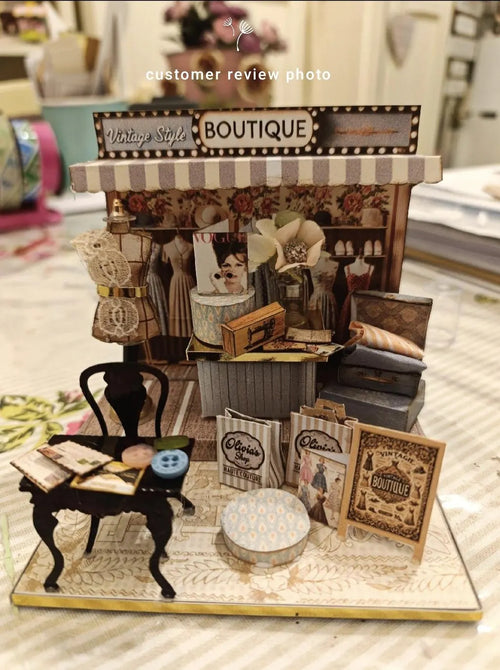 Pick Scene Vintage Boutique Stand - backdrop, diorama,  Hat box, luggage, fashion magazine