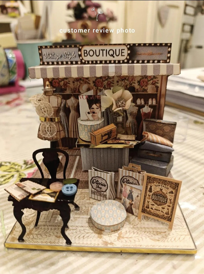Pick Scene Vintage Boutique Stand - backdrop, diorama,  Hat box, luggage, fashion magazine