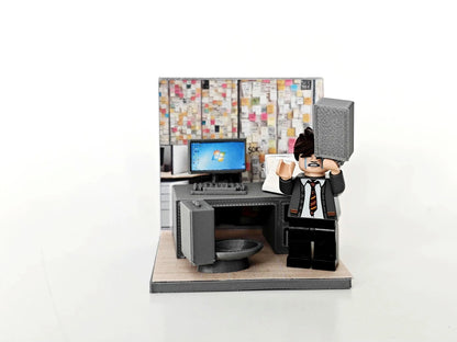 MINI FIGUAR - Office desk Block Man, a miniature office desk, special, surprise & thoughtful gift, STL Printable 3D