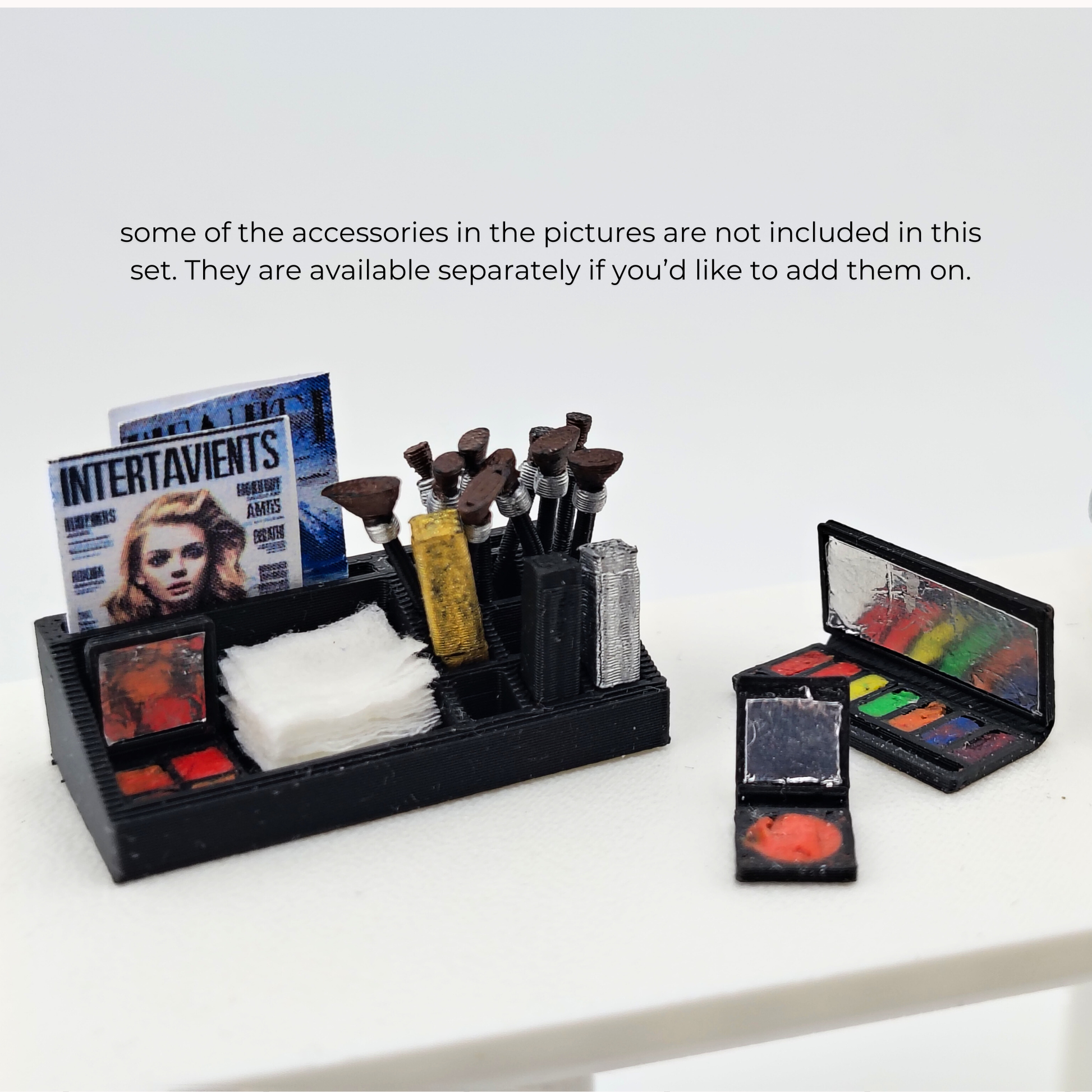 1:12 Make up brushes, lips stick and holder included simple magazine, cosmetic set for doll bedroom, STL file instant download