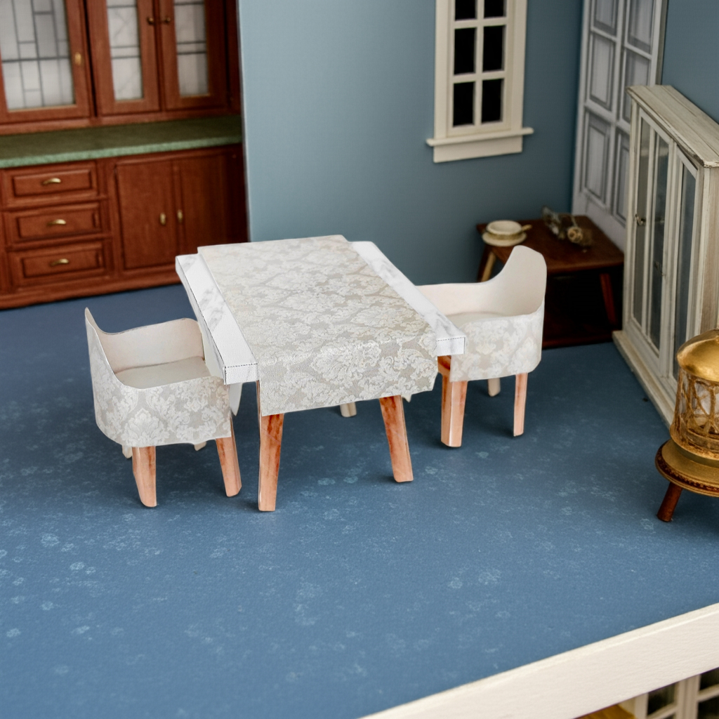 1:12 Dining Living room Table and Chair - Affordable Printable Dollhouse furniture,  DIY, miniature template, BMM shoesbox miniature