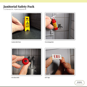 1:12 Janitorial Safety Pack what’s in the box — wet floor sign, extinguisher, alarm and EXIT