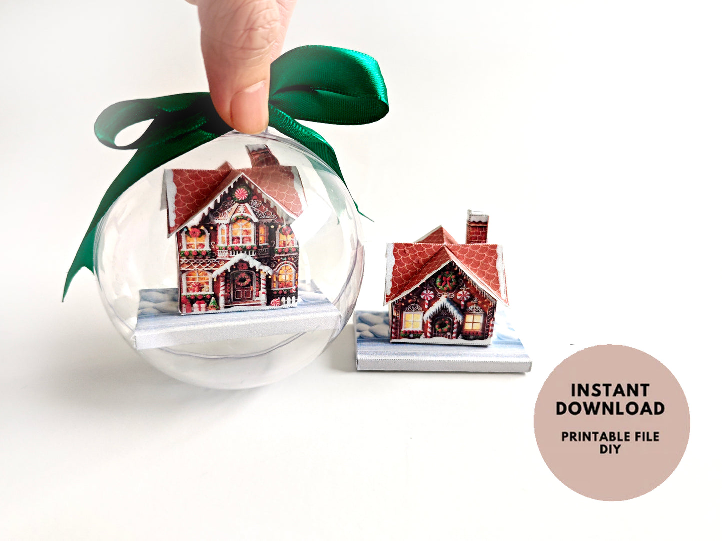 BMM Ginger Bread House 2 styles, Christmas Ornaments little house, creative x'mas idea, present, DIY ornaments, printable Christmas idea