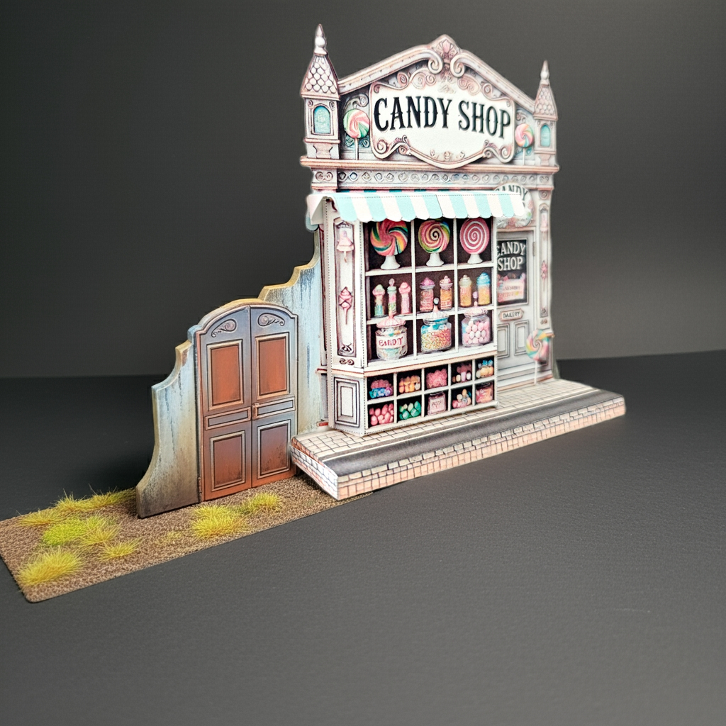 5x7"- Candy shop pop-up frame DIY miniature scenery kit