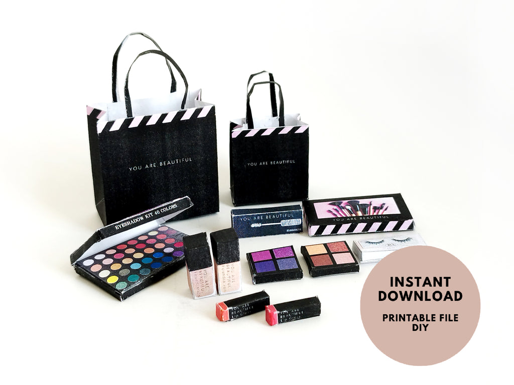 1:6 Scale Dollhouse Makeup Set, Cosmetic Accessories (PDF Pattern)