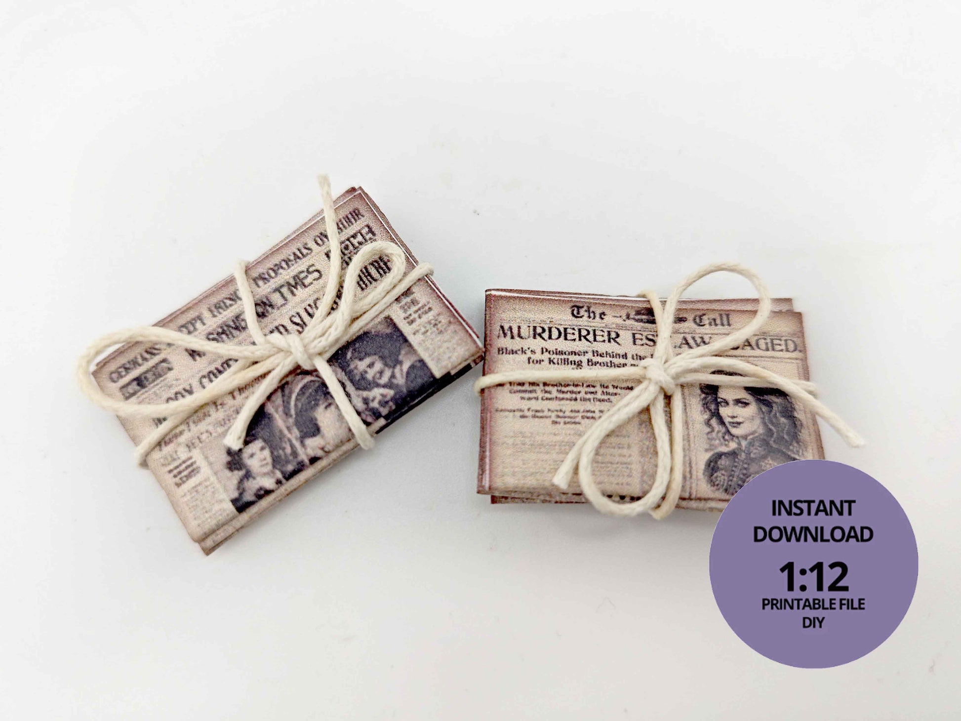 1:12 Wizard Newspaper Miniature — 28 Printable Pages for Realistic Dollhouse Home or Study Decoration