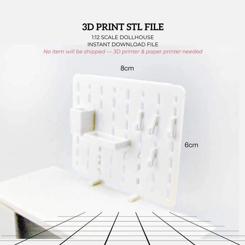 11:12 Miniature Pegboard Combination STL File — Dollhouse Office Equipment with Printable Accessories for Diorama Display