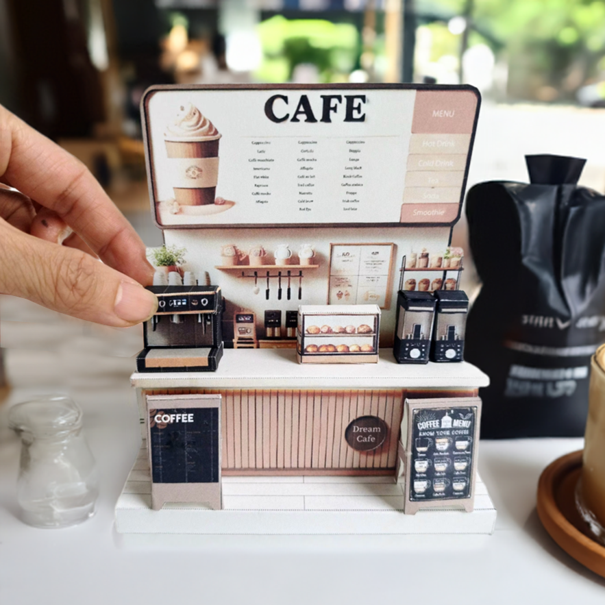 Coffee Cafe Shop,  gift, miniature models, coffee machine, blender, bread box