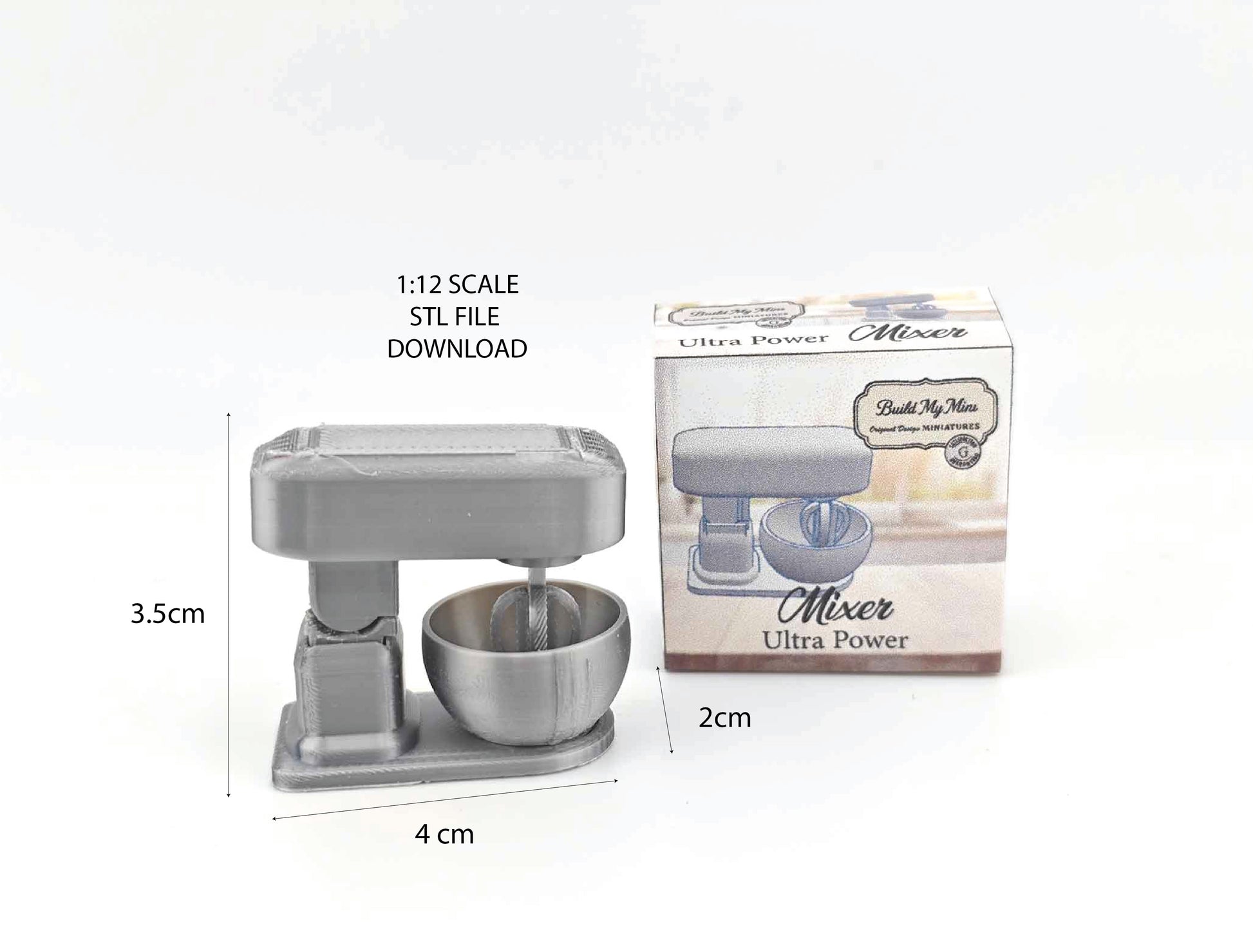 1:12 Mixer, Tilt-Head Stand Mixer, Retro Stand Mixer, Baking display, Mini kitchen cooking electronic appliance, 3D print, STL dollhouse