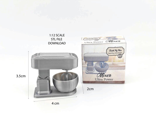 1:12 Mixer, Tilt-Head Stand Mixer, Retro Stand Mixer, Baking display, Mini kitchen cooking electronic appliance, 3D print, STL dollhouse