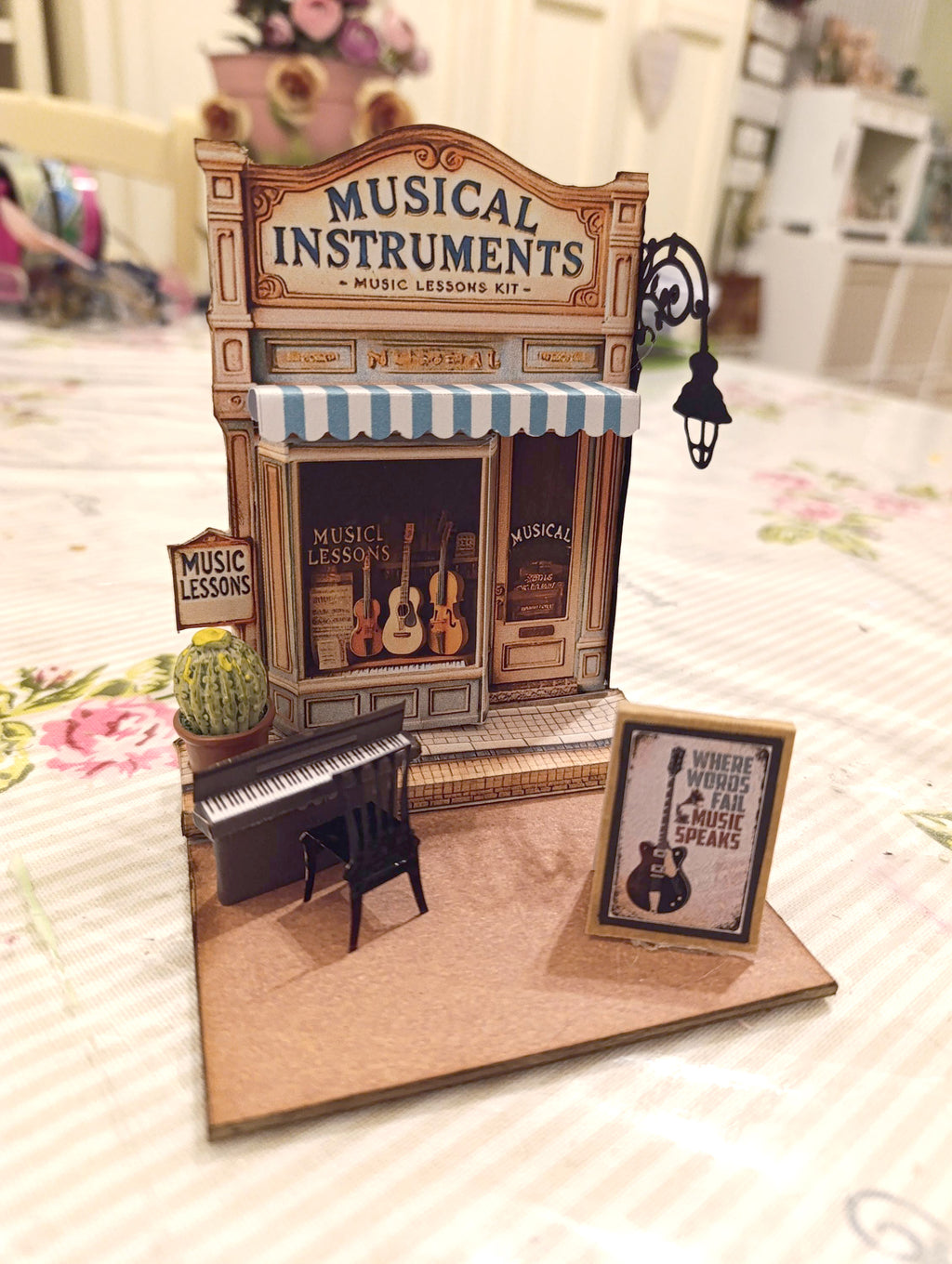 5x7 inches Music Shop Miniature Pop-Up Frame: DIY Shadow Box Gift (Digital Download) piano