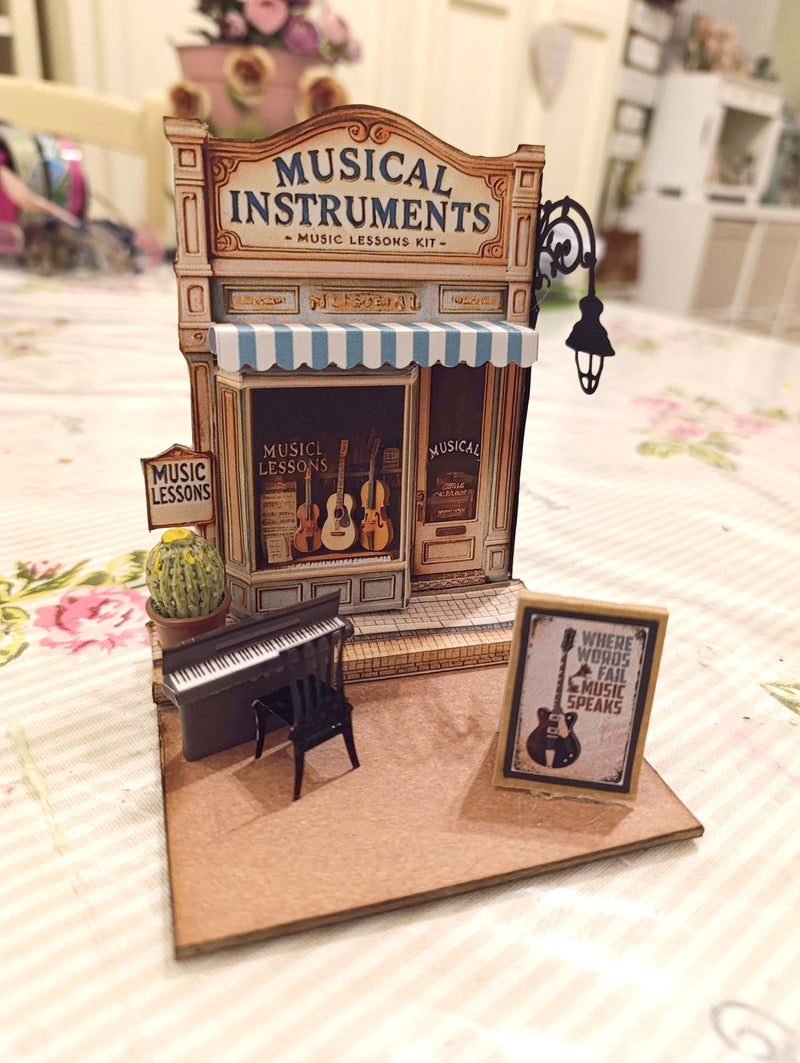 5x7 inches Music Shop Miniature Pop-Up Frame: DIY Shadow Box Gift (Digital Download) piano