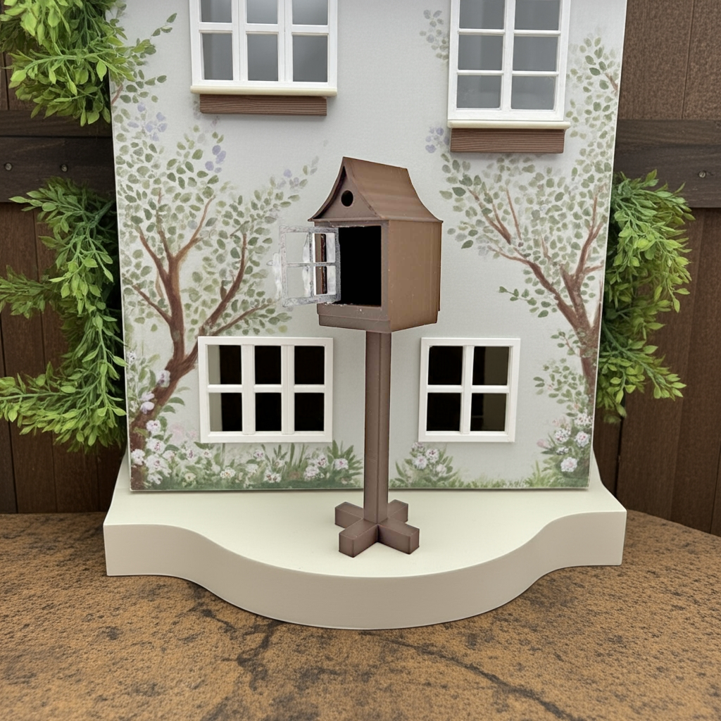 1:12 Bird house STL file, openable door bird home for outdoor and back yard, front yard, suit for 12 scale dollhouse