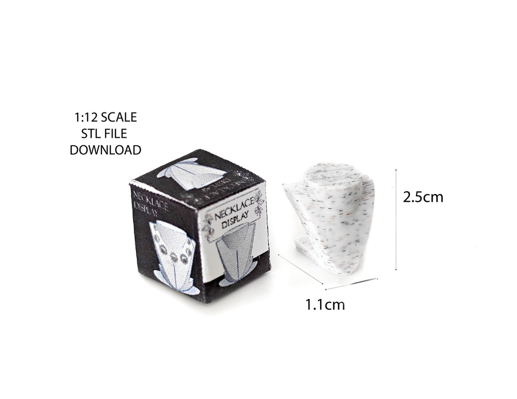 3D printing STL - 1:12 Necklace Display plus box and paper necklace, mini jewelry mini display, shop, decoration, diamond