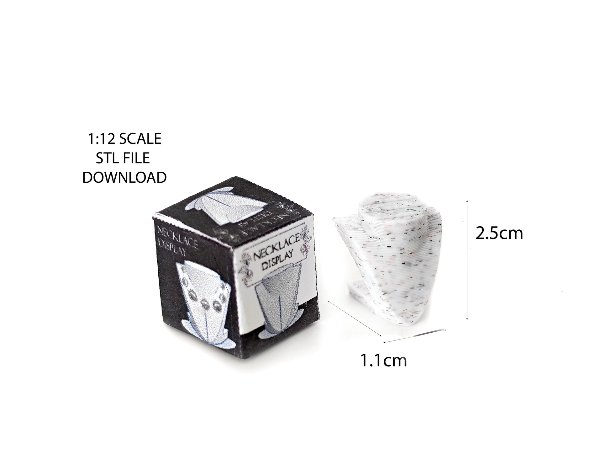 3D printing STL - 1:12 Necklace Display plus box and paper necklace, mini jewelry mini display, shop, decoration, diamond