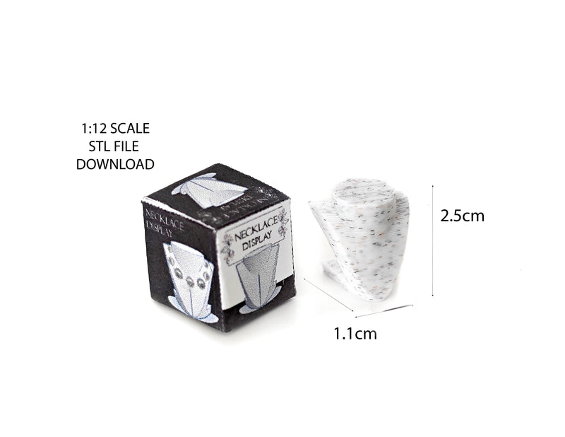 3D printing STL - 1:12 Necklace Display plus box and paper necklace, mini jewelry mini display, shop, decoration, diamond