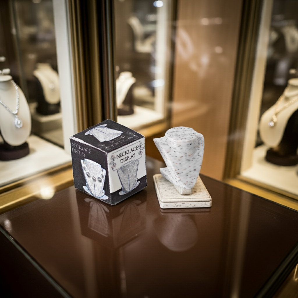 3D printing STL - 1:12 Necklace Display plus box and paper necklace, mini jewelry mini display, shop, decoration, diamond