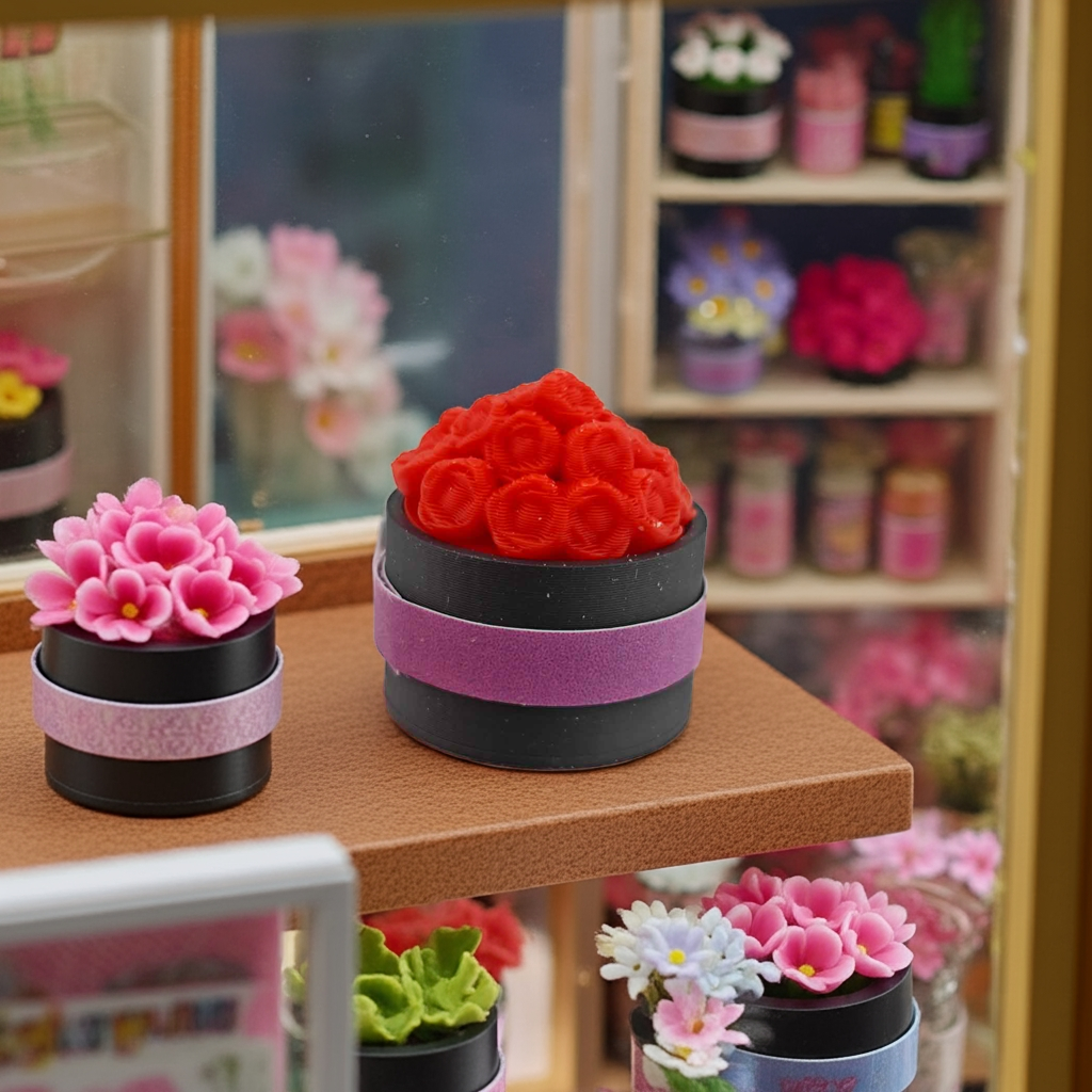 1:12 Flower box for mother's day and Valentine's Day. included box and different color of strips, 3D print file, miniature dollhouse