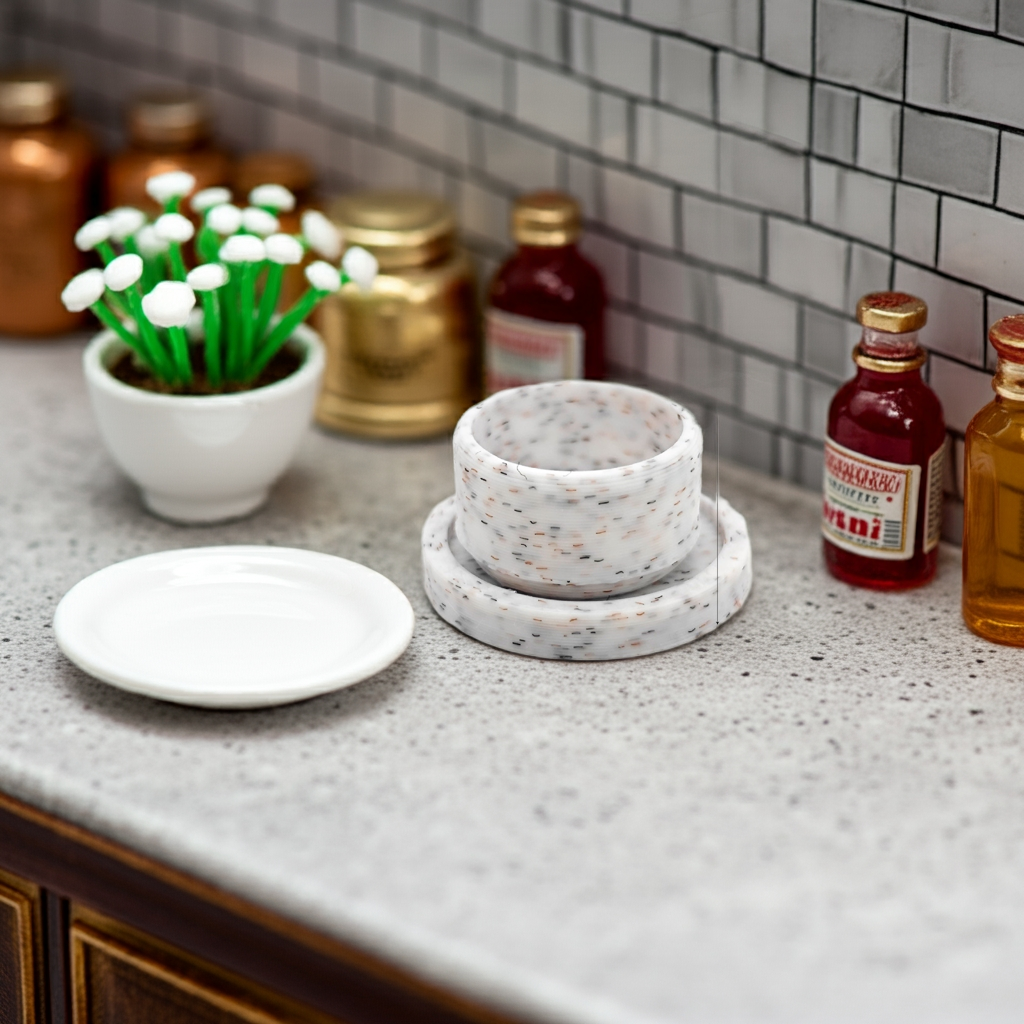 3D printing STL - 1:12 Bowl and plate, mini cookware, mini pot, kitchen, dollhouse accessories