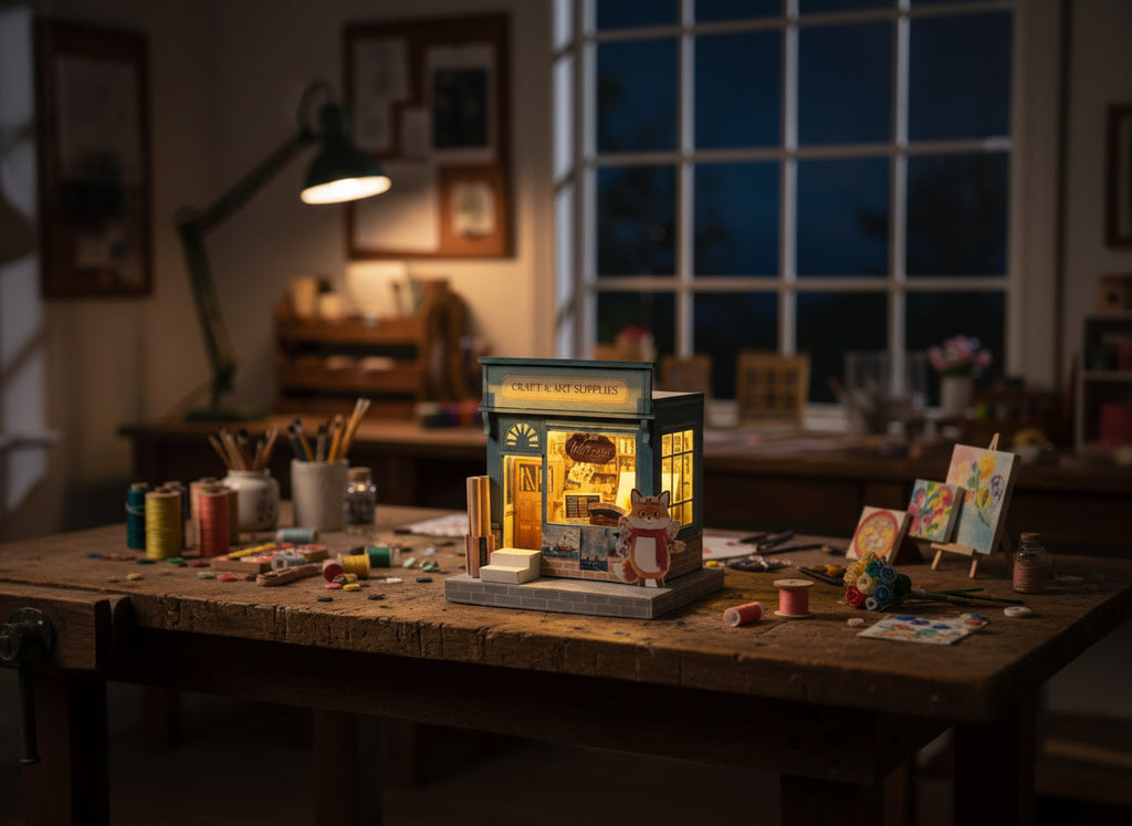 Light Blue Craft Supply House Papercraft, Cozy Miniature Diorama (Digital Download)