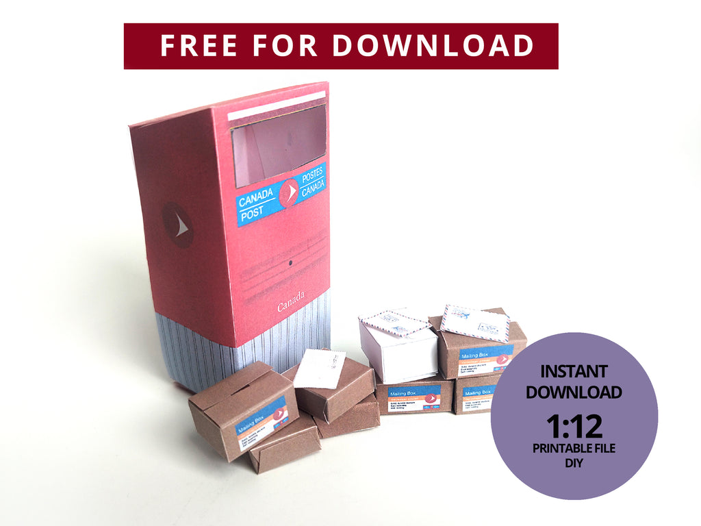 1:12 post office mail box and packages with envelops, canada post