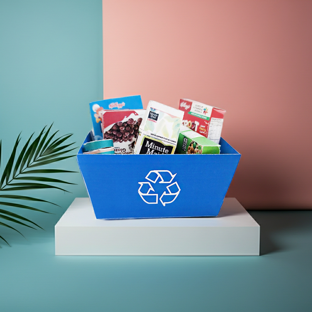 Recycling Bin for Office Recycling Container garbage bin rubbish bin trash bin for dollhouse Small Storage Bin with Recycling Logo, Blue 1:6