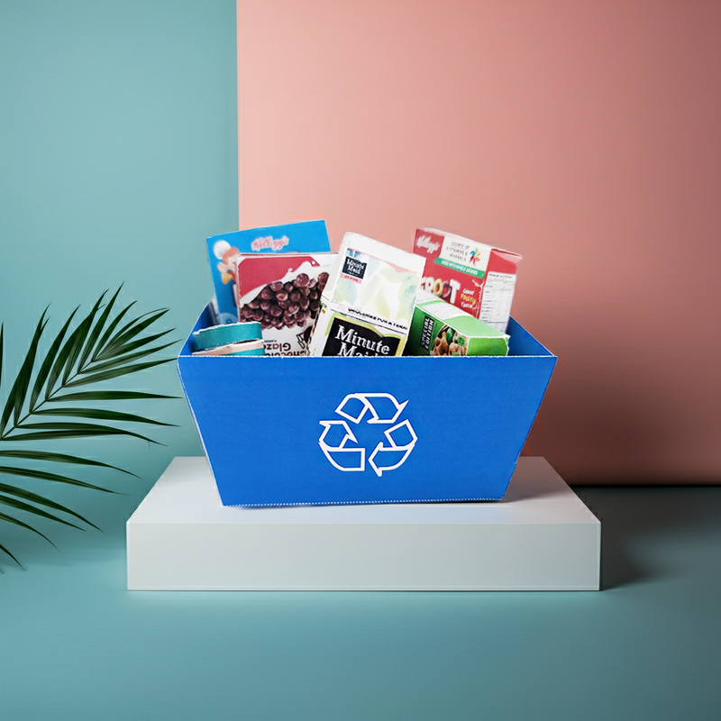 Recycle Bin for Office Recycling Container garbage bin rubbish bin trash bin for dollhouse Small Storage Bin with Recycling Logo, Blue 1:6