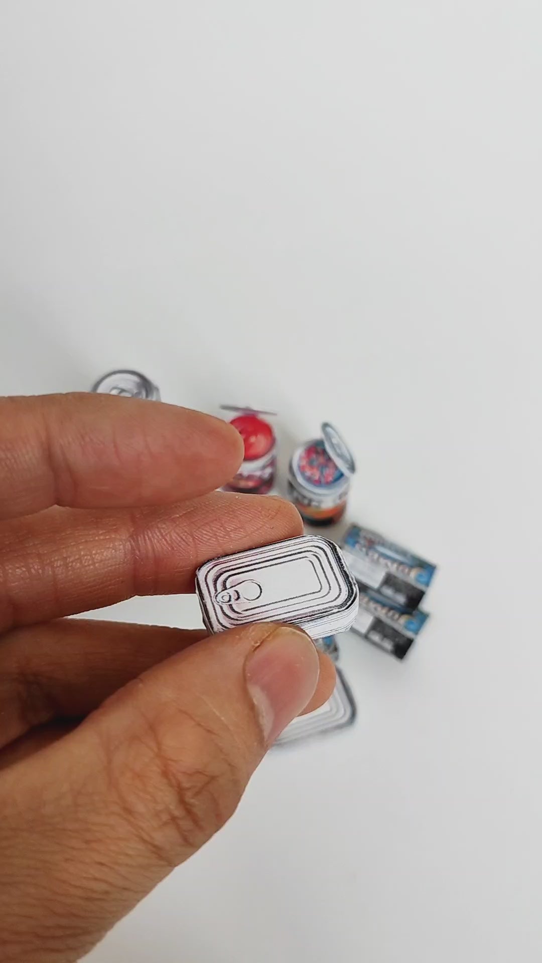 Printable Miniature Soup & Sardine Cans — 1:6 Scale DIY Dollhouse Food Template (7 Openable Designs)