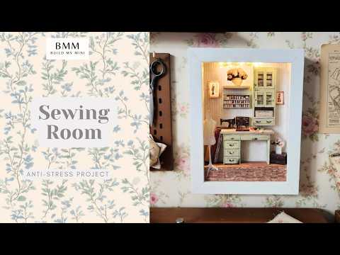 Printable 1:12 Sewing Room Photo Frames Kit, Miniature Stitching Machine & Tool Box Decor, Dollhouse Gallery Wall Template, Digital Download