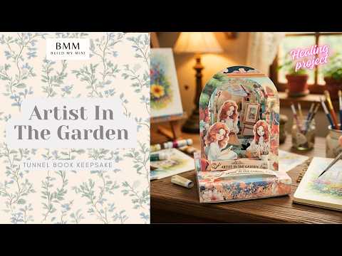 Artist in the Garden Tunnel Book, 3D Layered Paper Craft, DIY Storybook (Digital Download)