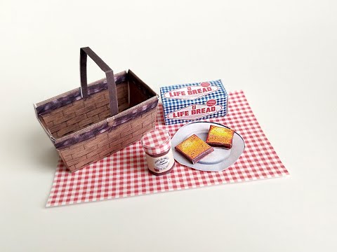 1:6 Spring Picnic Set — Miniature Basket, Mat, Bread Loaf, Jam & Plate (Printable Digital Miniatures)