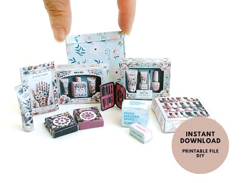 11 items Nail set miniatures for dollhouse 1:6 miniature play, hand masks, Gel sets, pulish remover box, hand cream, gift bag