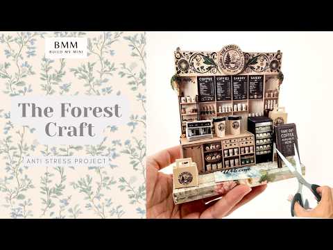 Forest Cafe-  DIY miniature stand craft kit, coffee cup, coffee machine, paper bags, 3 inches doll scenery