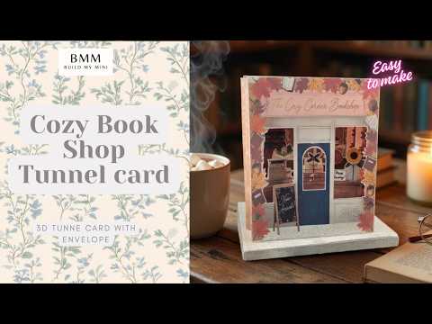 Autumn Cozy Bookshop Tunnel Card Digital File, 4 Layer 3D Fall Bookstore, Greeting Card