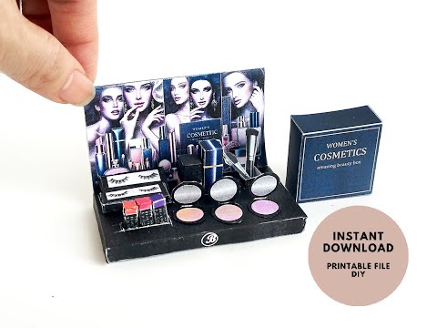 16 items make up and Cosmetic Display - DIY for 1:6 dollhouse