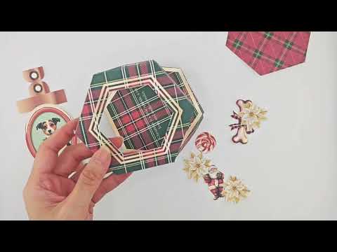 Christmas PET - dog and cat Ornament hexagon Box for DIY personalize ornament hang on the tree (Digital Download)