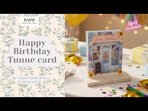 Printable Happy Birthday Tunnel Book Card PDF, DIY 3D Boutique Shop Greeting Card, Floral Birthday Shadow Box, Cricut Friendly, Digital Download