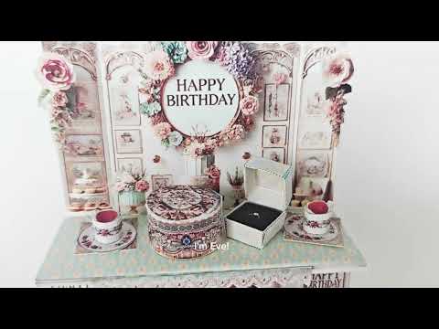 Vintage happy birthday stand DIY miniature kit, birthday presents, cards, DIY present to family, holiday card, gift idea