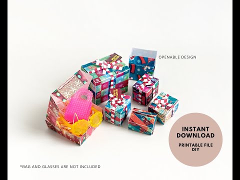 Printable 1:6 Scale Christmas Gift Boxes - DIY Dollhouse Miniature (PDF Download)