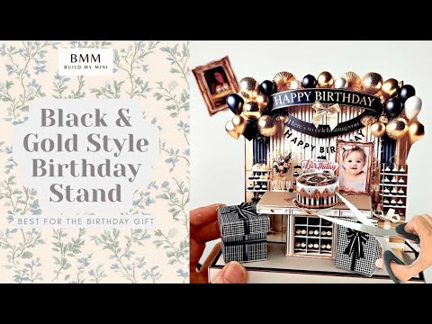 Black and Gold Happy Birthday Stand — Elegant Stand-Up Birthday Decoration & Gift for Everyone