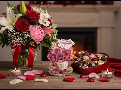 Rose & Teacup Pop-Up Valentine’s Day Card — Printable Stand-Up Paper Decoration in Pink (Foldable Love Card, Digital Download)