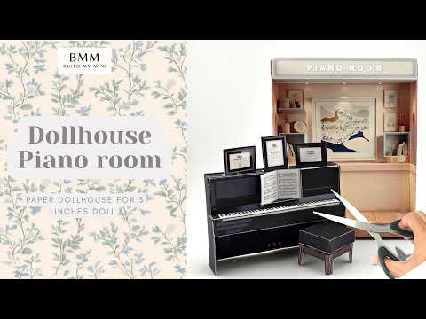 Pink Piano Room -music instrument, black piano lover for music player and band papercraft, PickScene Apartment (instant download)