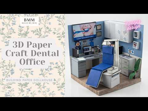 Printable 1:12 Dental Clinic Room Box Kit, DIY Miniature Dentist Office Diorama, Papercraft PDF Download
